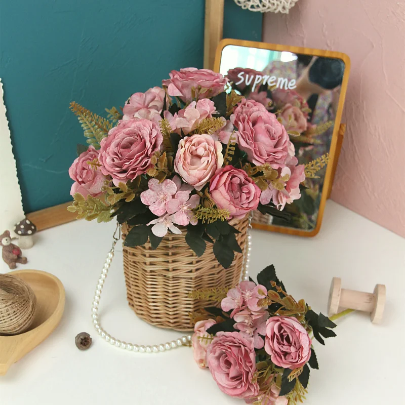 Roses Bouquet Artificial Fake Silk Flower Dusty Pink White Gold Silver Wedding Decoration Party Display Floral Gift Fall Color
Roses Bouquet Artificial Fake Silk Flower Dusty Pink White Gold Silver Wedding Decoration Party Display Floral Gift Fall Color