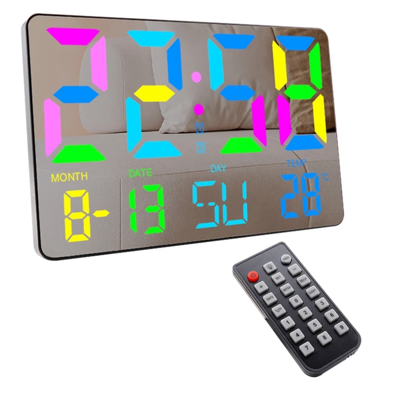 Digital Wall Clock Large Display, 11.2Inch Rainbow LED Clock With Date, Temperature, Snooze, Adjustable Brightness
Digital Wall Clock Large Display, 11.2Inch Rainbow LED Clock With Date, Temperature, Snooze, Adjustable Brightness