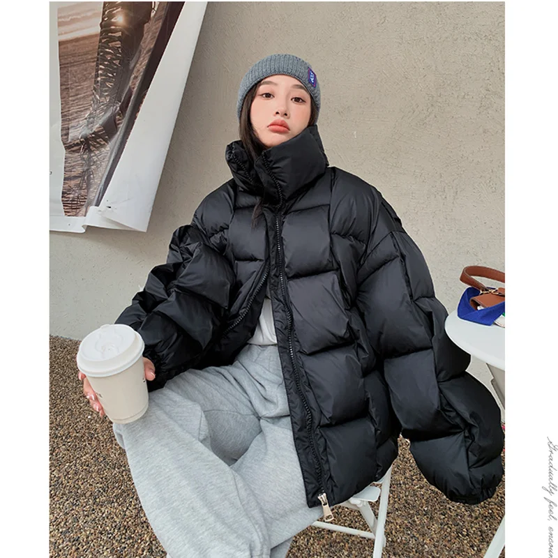 Women Black Down Jacket Stand Collar Duck Down Cotton Warm Thicken Windproof Fashion Oversized Loose Comfortable Winter Coat
Women Black Down Jacket Stand Collar Duck Down Cotton Warm Thicken Windproof Fashion Oversized Loose Comfortable Winter Coat