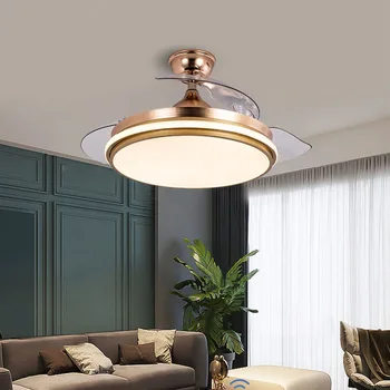 Modern Invisible Ceiling Fan Light Nordic Macaron Fan Lamp With Foldable Blades Living Room Remote DC Motor LED Sealing Fans