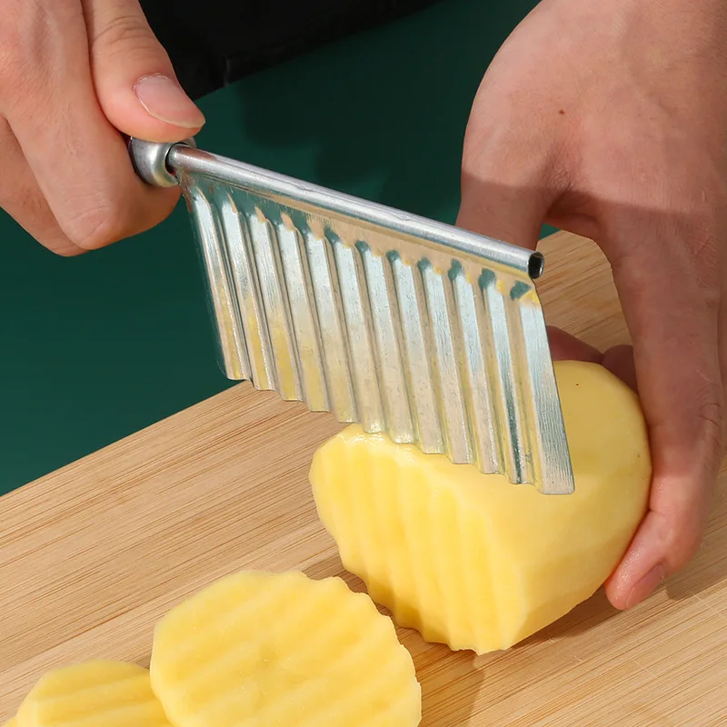 Stainless Steel Potato Chip Wavy Cutter Dough Vegetable Fruit Crinkle Wavy Knife Chopper Cutter French Fry Maker Kitchen Gadgets
Stainless Steel Potato Chip Wavy Cutter Dough Vegetable Fruit Crinkle Wavy Knife Chopper Cutter French Fry Maker Kitchen Gadgets