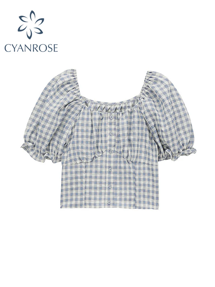 Women's 2022 Summer Elegant Puff Sleeveless Blouses Shirts Female Sweet Vintage Square Collar Plaid Casual All-match Tops Sexy
Women's 2022 Summer Elegant Puff Sleeveless Blouses Shirts Female Sweet Vintage Square Collar Plaid Casual All-match Tops Sexy