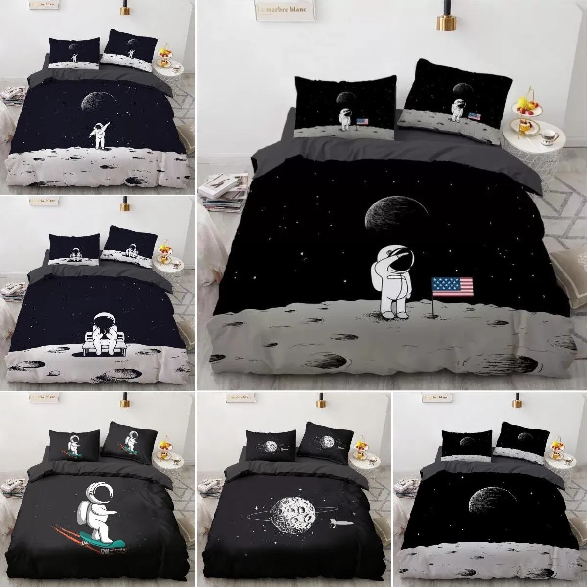 Space Duvet Cover Set Outer Space Astronaut American Flag Pattern Bedding Set for Kids Boys Girls Queen King Size Quilt Cover 
Space Duvet Cover Set Outer Space Astronaut American Flag Pattern Bedding Set for Kids Boys Girls Queen King Size Quilt Cover