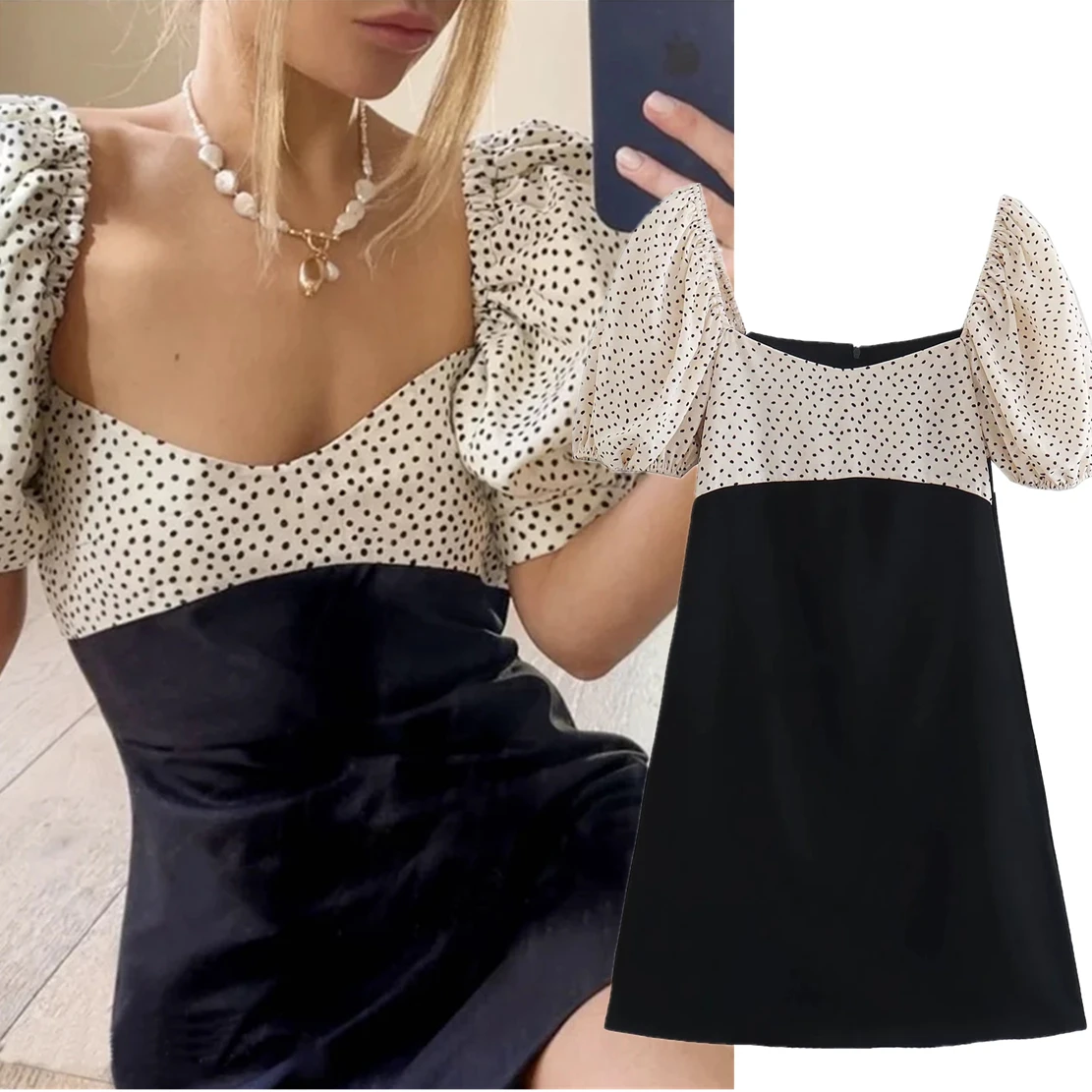 Withered 2023 Summer Ins Blogger French Style Fashion Vintage Polka Dot Print Splicing Puff Sleeve Sheath Party Dress Women
Withered 2023 Summer Ins Blogger French Style Fashion Vintage Polka Dot Print Splicing Puff Sleeve Sheath Party Dress Women