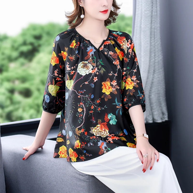 Женская рубашка с коротким рукавом, элегантная облегающая Повседневная блузка из натурального шелка с цветочным принтом, винтажная рубашк...
Женская рубашка с коротким рукавом, элегантная облегающая Повседневная блузка из натурального шелка с цветочным принтом, винтажная рубашк...
