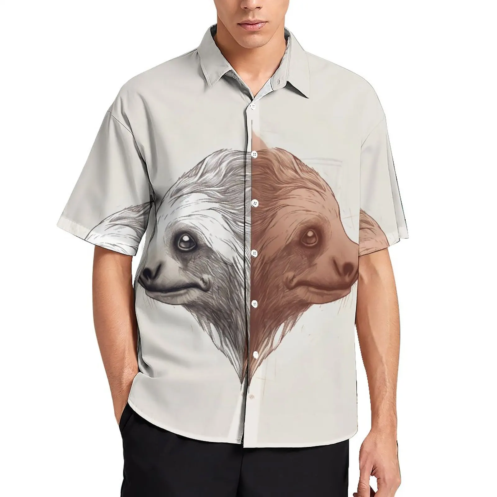 Повседневная пляжная Свободная рубашка Ленивец, двухсторонняя рубашка, Летние Ретро блузки с коротким рукавом, дизайнерские топы большого размера 
Повседневная пляжная Свободная рубашка Ленивец, двухсторонняя рубашка, Летние Ретро блузки с коротким рукавом, дизайнерские топы большого размера