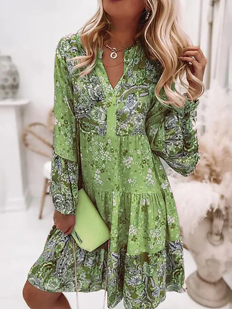 2022 New Spring Infinite Charm Floral Print Flare Sleeve Dress Ruffle Loose Women Party Dress Casual V Neck Beach Pullover Dress
2022 New Spring Infinite Charm Floral Print Flare Sleeve Dress Ruffle Loose Women Party Dress Casual V Neck Beach Pullover Dress