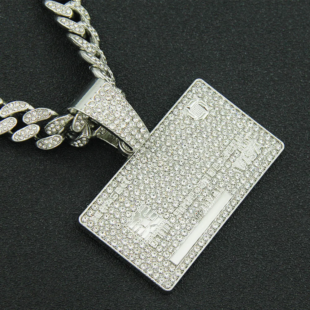 Rapper Iced Out Cuban Chains Bling Diamond Bank VISA Card Rhinestone Pendants Mens Necklaces Gold Charm Jewelry for Women Collar
Rapper Iced Out Cuban Chains Bling Diamond Bank VISA Card Rhinestone Pendants Mens Necklaces Gold Charm Jewelry for Women Collar