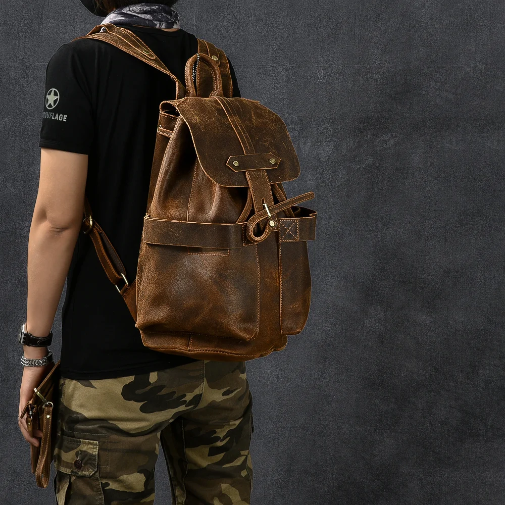 Мужской Дорожный рюкзак из натуральной кожи, вместительные сумки-ведра в стиле ретро, Индивидуальная модель из кожи Крейзи Хорс
Мужской Дорожный рюкзак из натуральной кожи, вместительные сумки-ведра в стиле ретро, Индивидуальная модель из кожи Крейзи Хорс