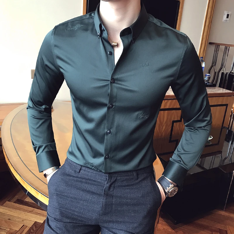 2023 Autumn New Letter Embroidered Shirt Men's Fashion Business Work Dress Chemise Homme Slim Fit Social Daily Casual Shirt
2023 Autumn New Letter Embroidered Shirt Men's Fashion Business Work Dress Chemise Homme Slim Fit Social Daily Casual Shirt