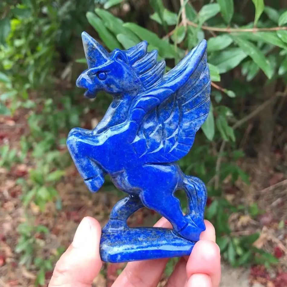 Hot Natural Lapis Lazuli Stone Hand Carving Unicorn Winged Horse Crystal For Gift Crafts Healing Home Decoration
Hot Natural Lapis Lazuli Stone Hand Carving Unicorn Winged Horse Crystal For Gift Crafts Healing Home Decoration