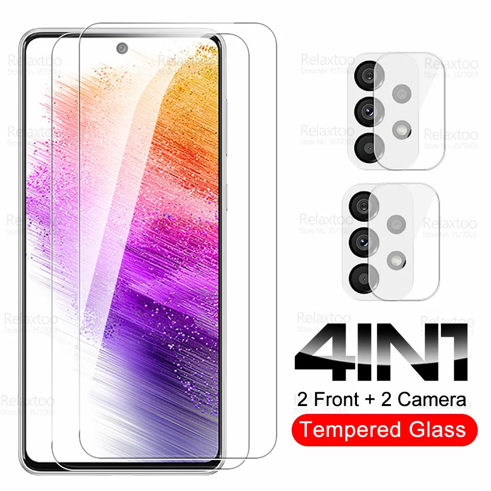 

4in1 Camera Tempered Glass For Samsung Galaxy A73 Screen Protector Samsun A 73 2022 SM-A736B/DS 6.7" Phone Guard Protective Film