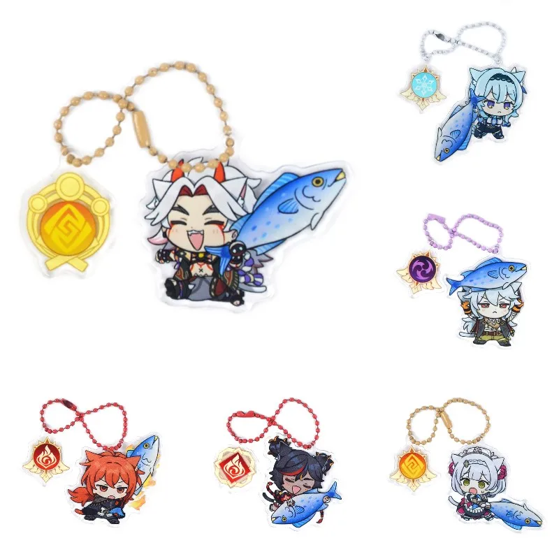 

Anime Genshin Impact Arataki Itto Cospaly Keyrings Acrylic Game Figure Diluc Sayu Key Chain Kawaii Bags Car Keychains Fans Gift