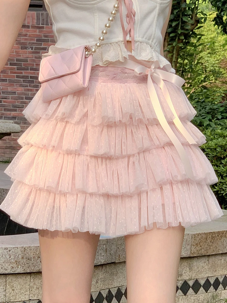 Japanese Kawaii Lolita Mini Skirt Women Pink White Elegant Sweet Cake Skirt Female Lace Bandage Korea Cute Skirt Summer 2023 New
Japanese Kawaii Lolita Mini Skirt Women Pink White Elegant Sweet Cake Skirt Female Lace Bandage Korea Cute Skirt Summer 2023 New