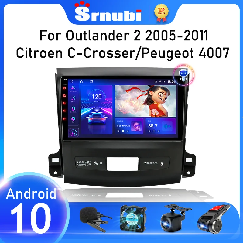 Srnubi Android 10 автомобильный радиоприемник для Mitsubishi Outlander 2 Citroen C-Crosser Peugeot 4007