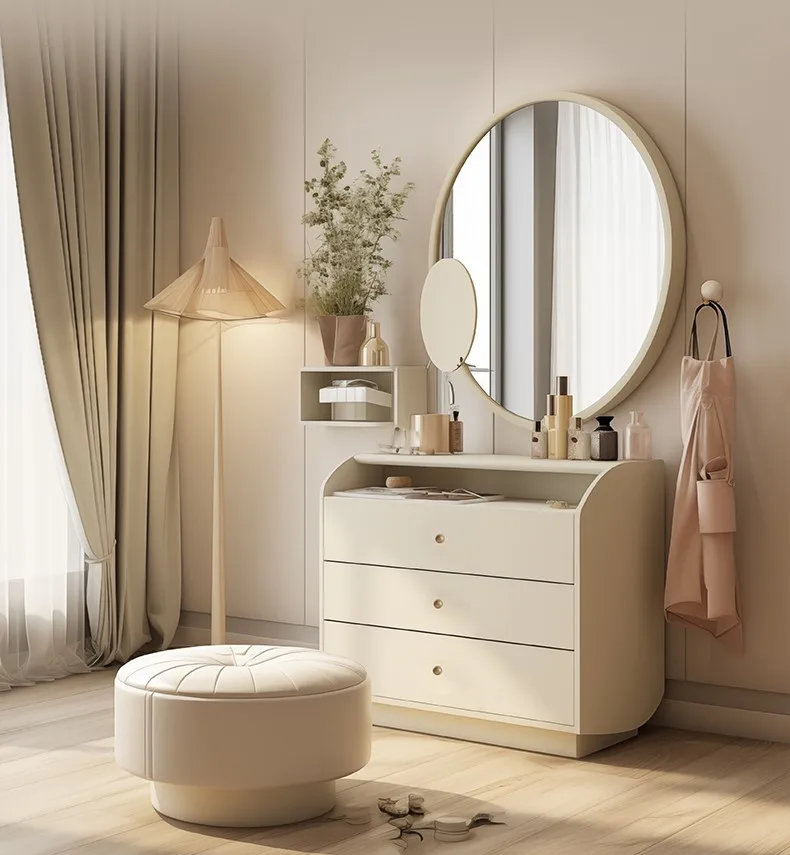 Cream windpipe cabinet, dressing table, dual-purpose, modern and simple bedroom, household size, dressing table
Cream windpipe cabinet, dressing table, dual-purpose, modern and simple bedroom, household size, dressing table