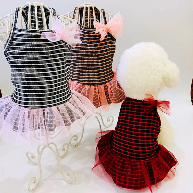 Strips Print Lace Suspender Skirt Dog Clothes Red Black Sling Vest Cat Princess Dress Girls Prom Dresses For Small Medium Dogs
Strips Print Lace Suspender Skirt Dog Clothes Red Black Sling Vest Cat Princess Dress Girls Prom Dresses For Small Medium Dogs