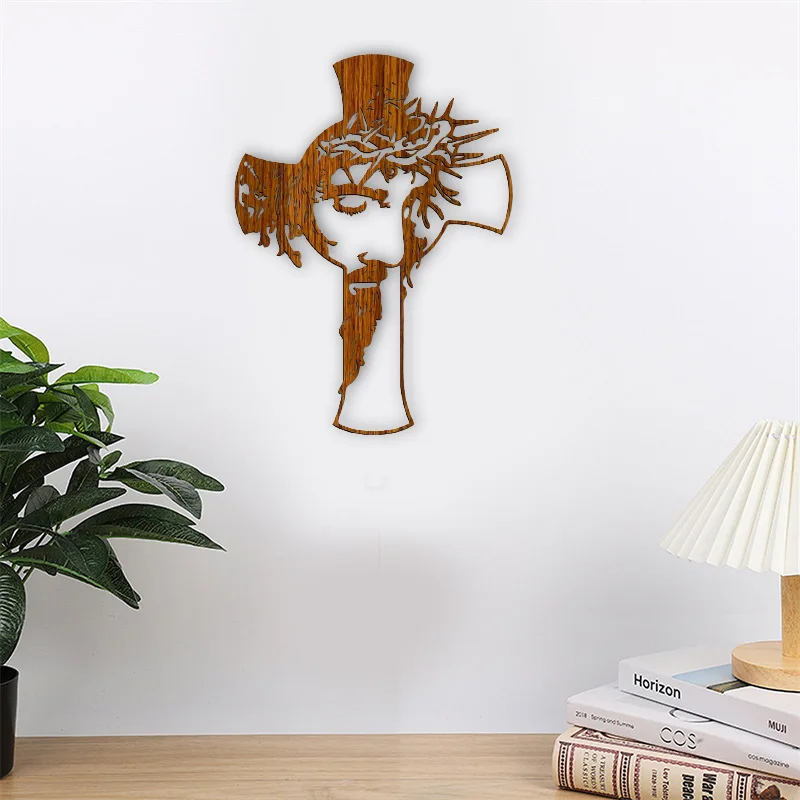 

Wooden Cross Christian ornament Wall Art Craft Hangings Hook Hole Design Religious Openwork Carving bedroom decoration 25cm