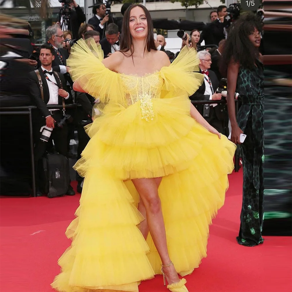 Xijun Baby Yellow Tiered Ruffles Tulle Evening Dresses Off the Shoulder Pleat Ruched Saudi Arabic Prom Gown Formal Party Dress
Xijun Baby Yellow Tiered Ruffles Tulle Evening Dresses Off the Shoulder Pleat Ruched Saudi Arabic Prom Gown Formal Party Dress