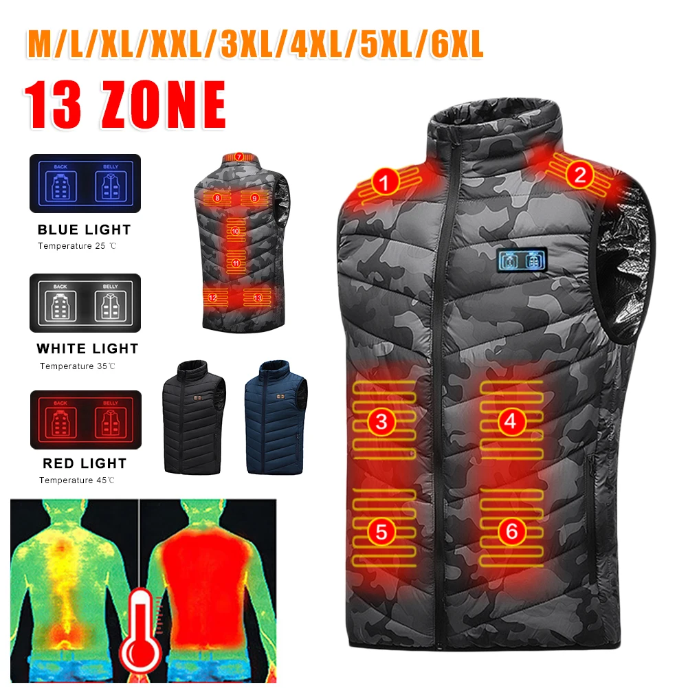 For Men Women 13 Areas Heated Jacket Heating Down Vest USB Charging 3 Gear Temperature Control Winter Warm Outdoor Sportwear
For Men Women 13 Areas Heated Jacket Heating Down Vest USB Charging 3 Gear Temperature Control Winter Warm Outdoor Sportwear