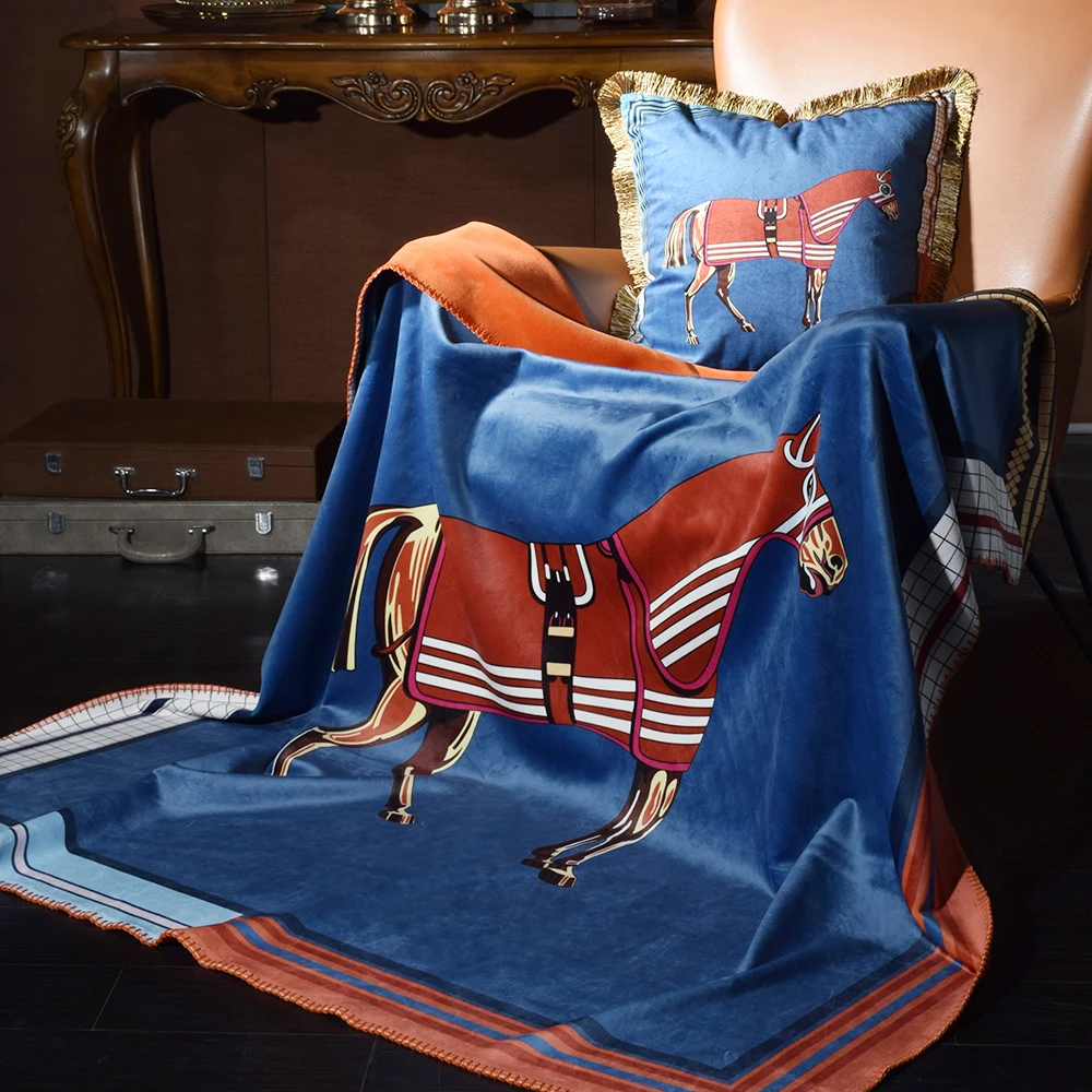 Orange printed horse blanket single person light luxury leisure blanket brocade fox velvet square blanket blankets for beds
Orange printed horse blanket single person light luxury leisure blanket brocade fox velvet square blanket blankets for beds