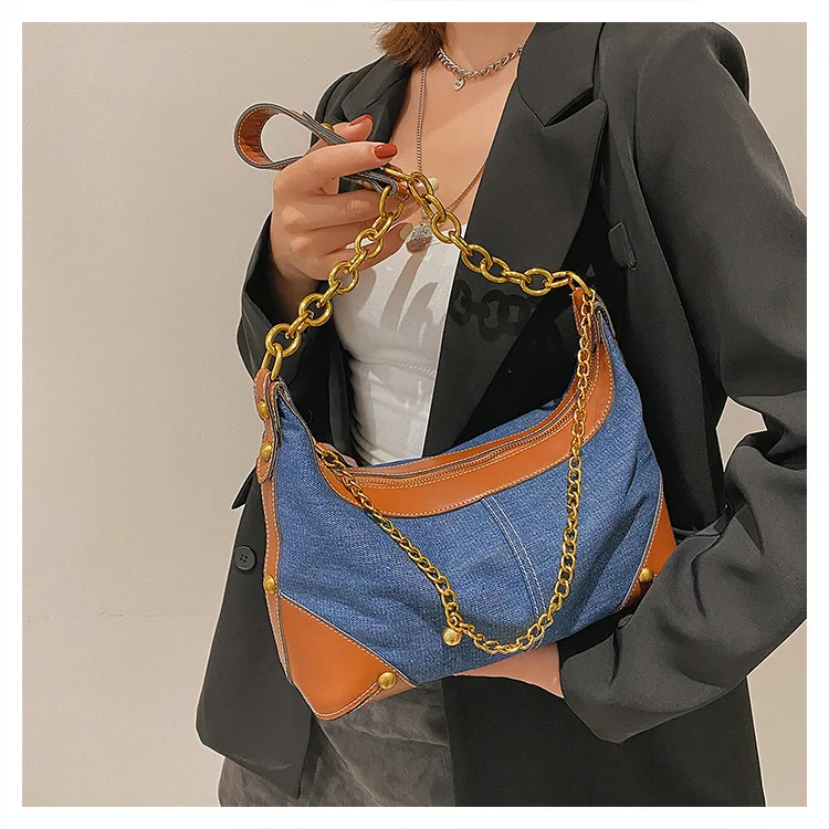 Fashion Denim Shoulder Bag Women Chain Tote Handbag Vintage Under Arm Bags Large Capacity Female Patchwork Hobo Bags
Fashion Denim Shoulder Bag Women Chain Tote Handbag Vintage Under Arm Bags Large Capacity Female Patchwork Hobo Bags