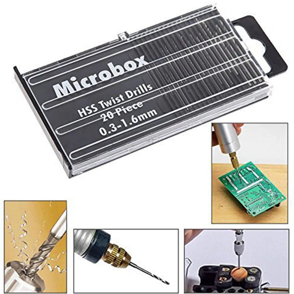 20pcs 0.3mm-1.6mm Mini Twist Drill Bit Woodwork Set Micro HSS Drill Bit With Tool Box Jewelry/Model Make Straight Shank Drill
20pcs 0.3mm-1.6mm Mini Twist Drill Bit Woodwork Set Micro HSS Drill Bit With Tool Box Jewelry/Model Make Straight Shank Drill