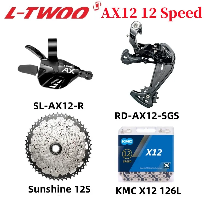 

LTWOO AX12 1x12S MTB Groupset Include Trigger Shifter + Rear Derailleurs Sunshine HG 12Speed Cassette KMC X12 12V Chain 126Links