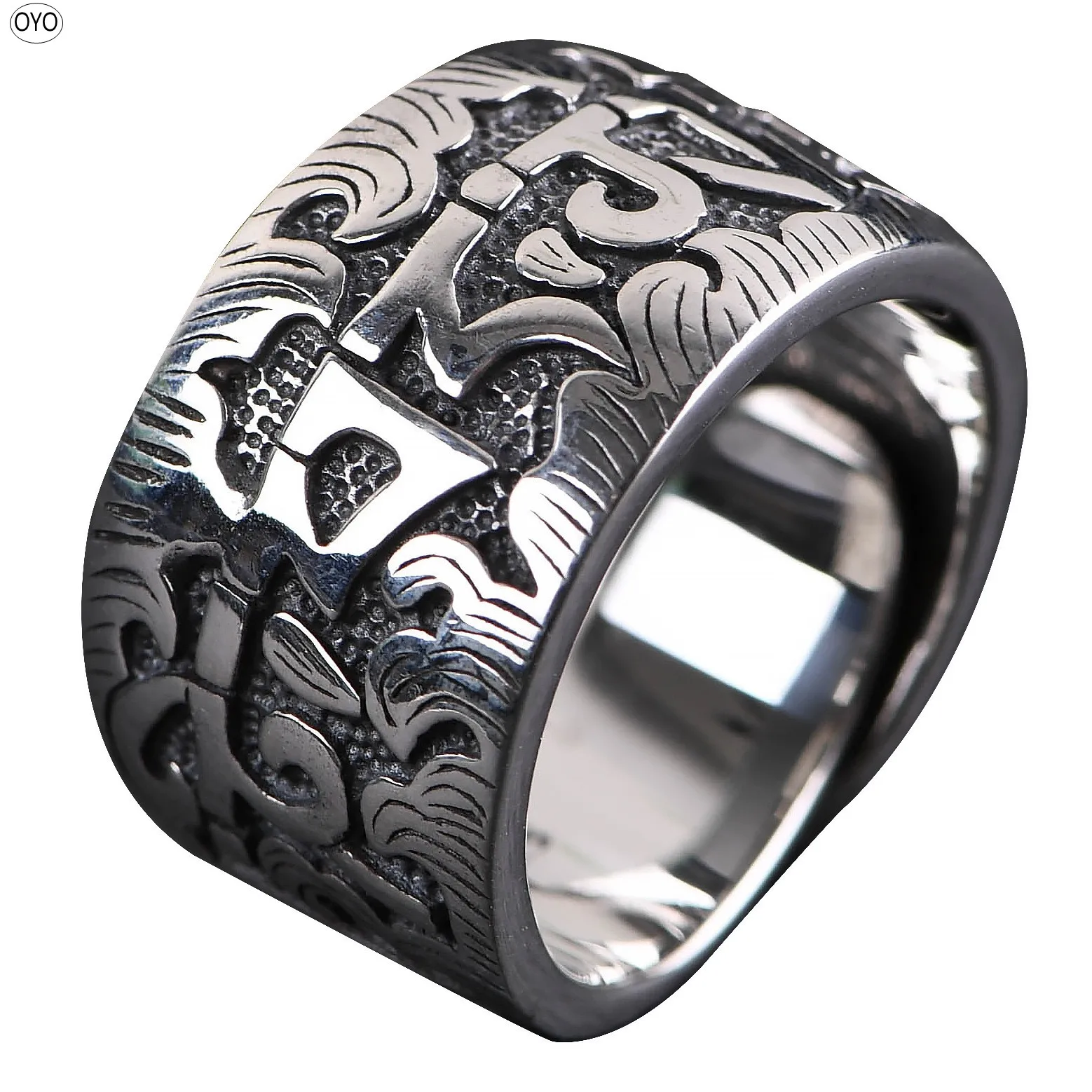 100% S925 Sterling Silver retro Thai silver craft opening ring men's six character Mantra
100% S925 Sterling Silver retro Thai silver craft opening ring men's six character Mantra