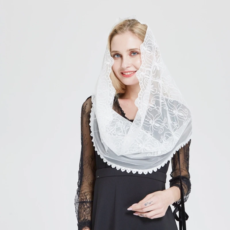 

Church Mass Veil Headcovering Latin Mass Mantilla Veil Catholic Church Veil Lace Head Cover Women Chapel Veil Mass drop shipping