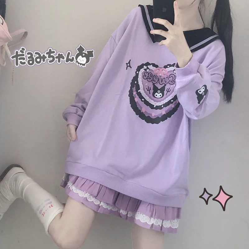 Fashion Sanrio Clothing Kawaii Kuromi My Melody Cinnamonroll Navy Collar Sweatshirt Clothes Cute Girls Autumn Winter Loose Tops
Fashion Sanrio Clothing Kawaii Kuromi My Melody Cinnamonroll Navy Collar Sweatshirt Clothes Cute Girls Autumn Winter Loose Tops
