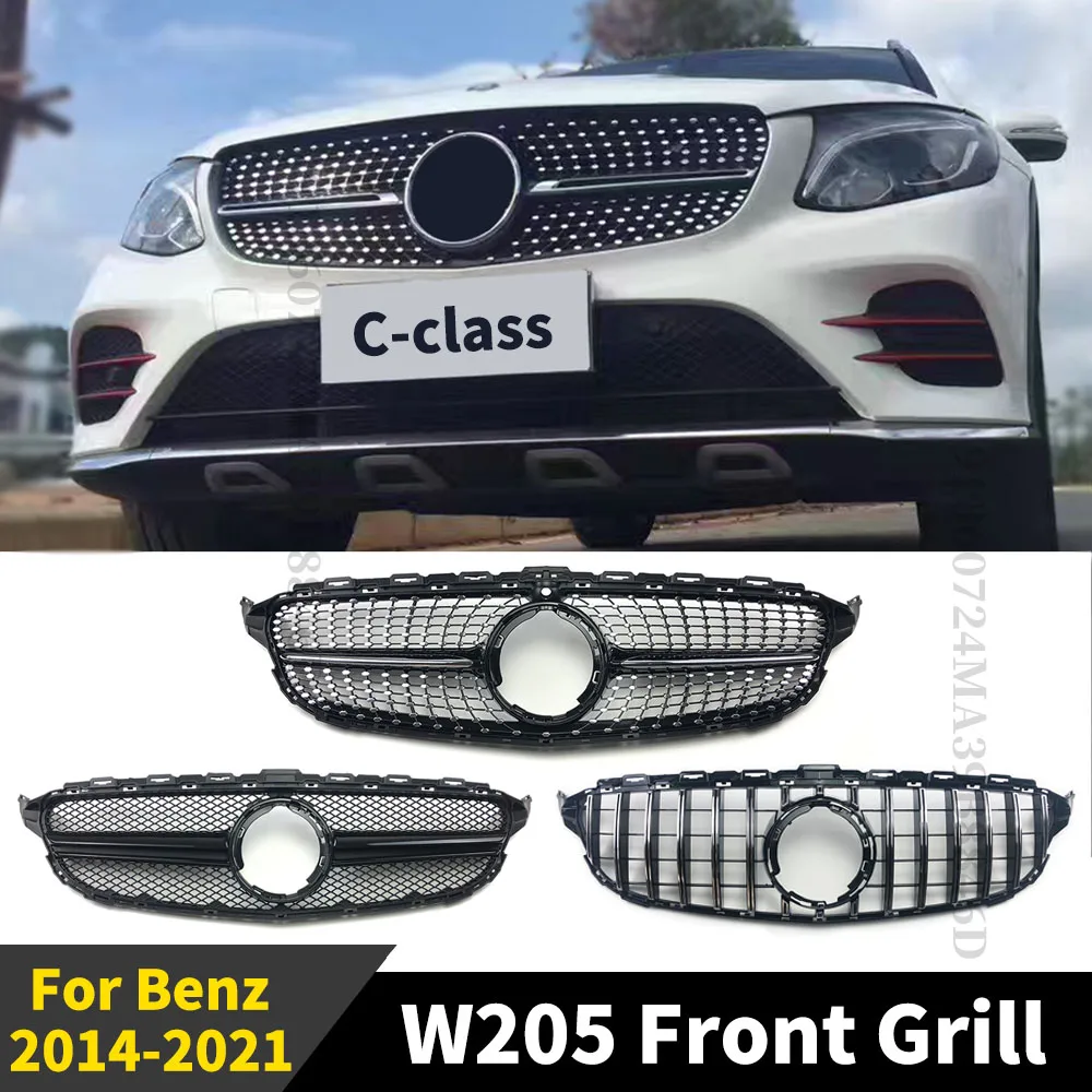 Передний гриль для Mercedes Benz C Class W205 2014-2021 C180 C200 C260 C300 L Diamond GT AMG Style спортивные