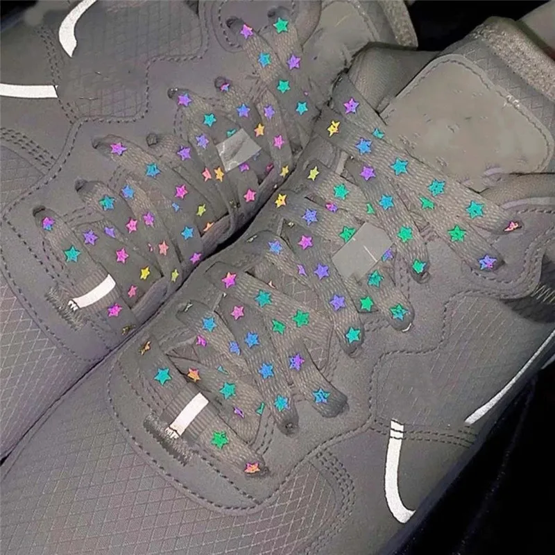 New Holographic Reflective Star Shoelaces Double-sided Reflective High-bright Luminous Flat Laces Sneakers ShoeLaces Strings
New Holographic Reflective Star Shoelaces Double-sided Reflective High-bright Luminous Flat Laces Sneakers ShoeLaces Strings