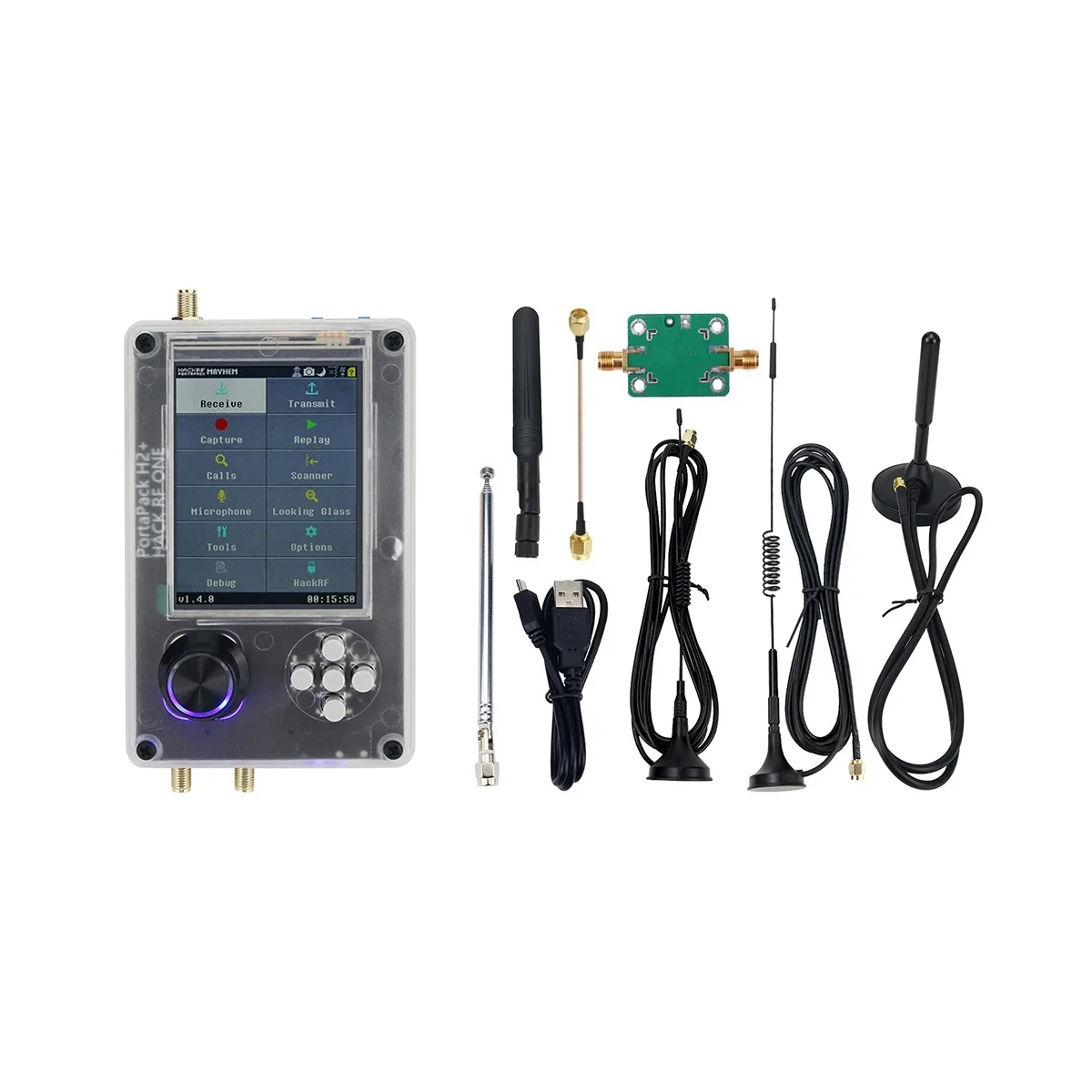 1 МГц-6 ГГц SDR радиоприемник для HackRF One + Portapack H2 с 3,5-дюймовым TFT-экраном антенной
1 МГц-6 ГГц SDR радиоприемник для HackRF One + Portapack H2 с 3,5-дюймовым TFT-экраном антенной