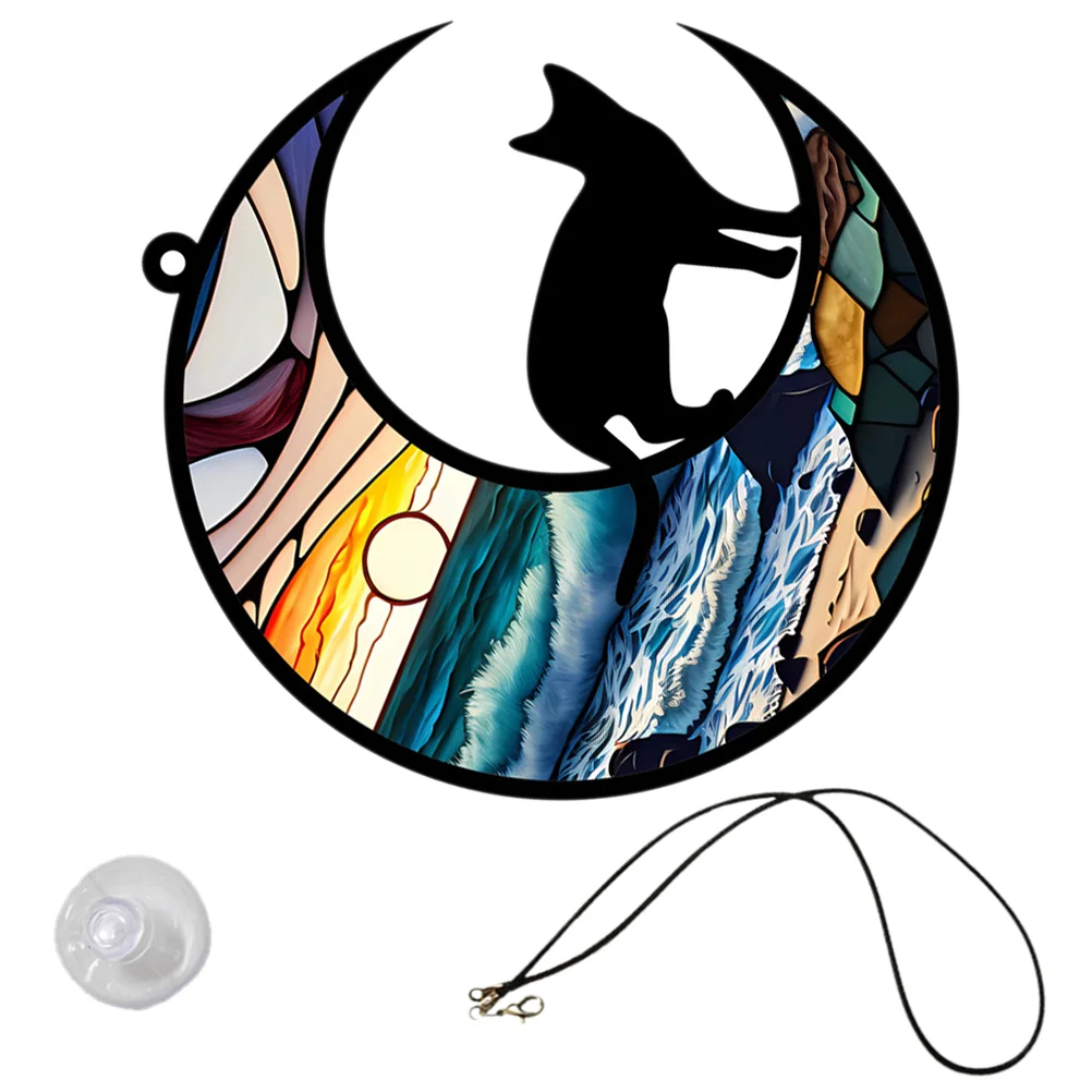 Stained Acrylic Cat Hanging Ornament Suncatcher Home Decor Window Decoration The Wall Glass 
Stained Acrylic Cat Hanging Ornament Suncatcher Home Decor Window Decoration The Wall Glass