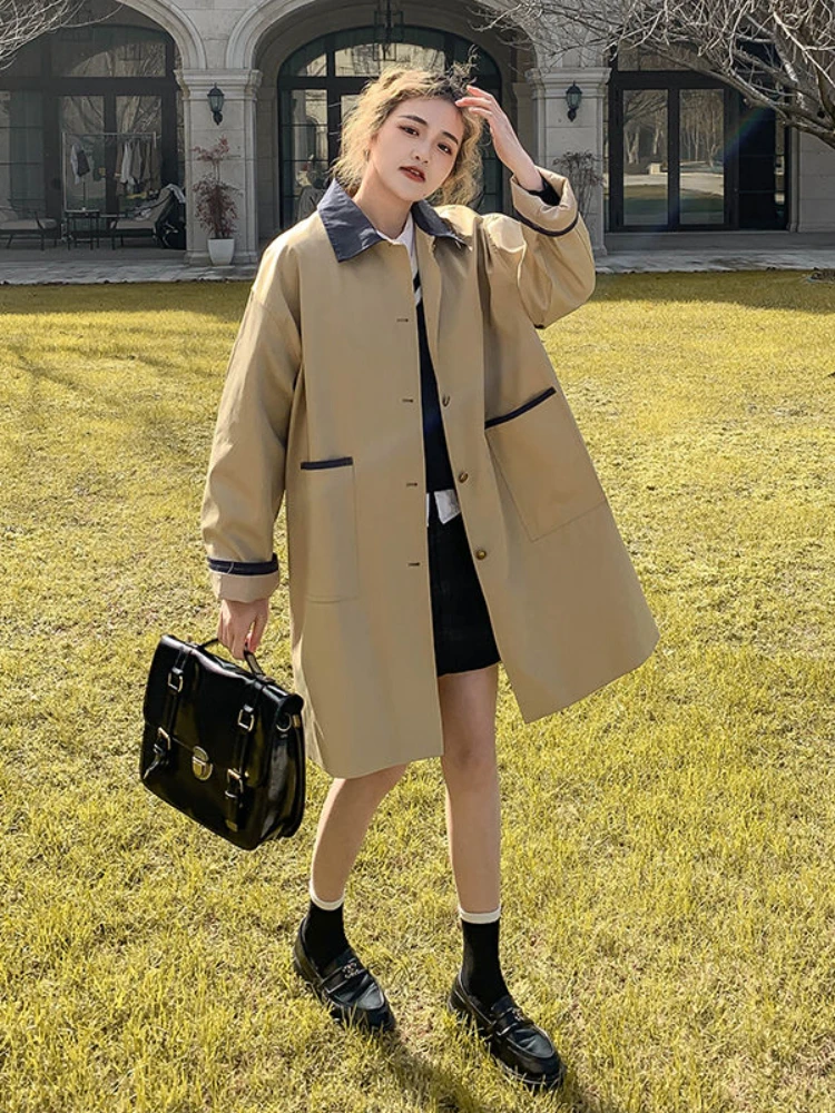 Women Coat 2023 New Autumn/Winter Fashion Single Breasted Loose Casual Trench Coat Female Long Sleeved Tops Elegant Khaki Jacket
Women Coat 2023 New Autumn/Winter Fashion Single Breasted Loose Casual Trench Coat Female Long Sleeved Tops Elegant Khaki Jacket
