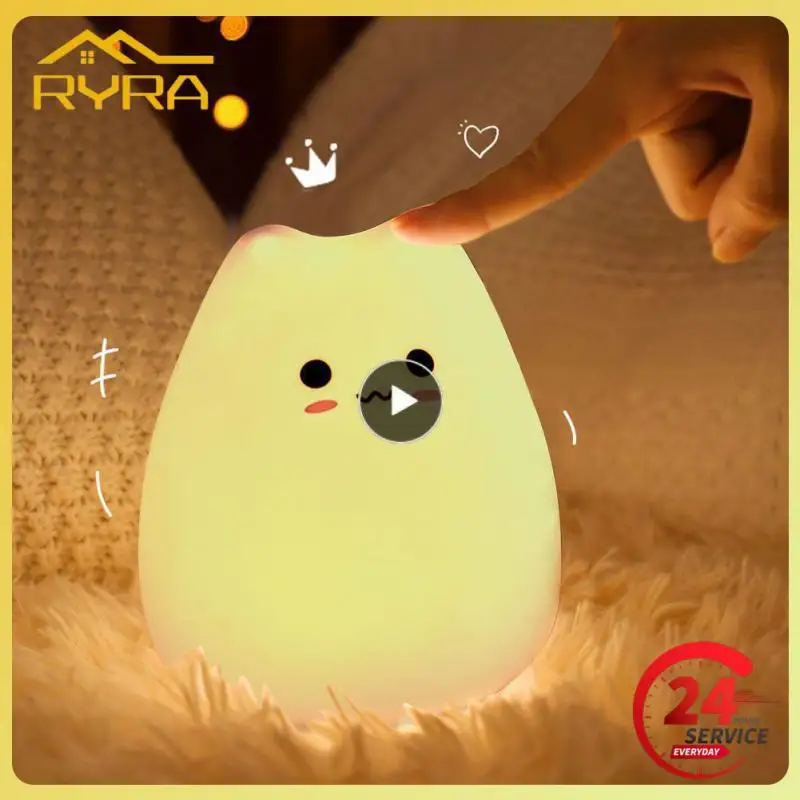

1~10PCS Mini Kawaii Popular Cat Baby Night Lamp 7-color Pat Touch Color-changing Eye Protection Bedroom Bedside Nightlight Gift