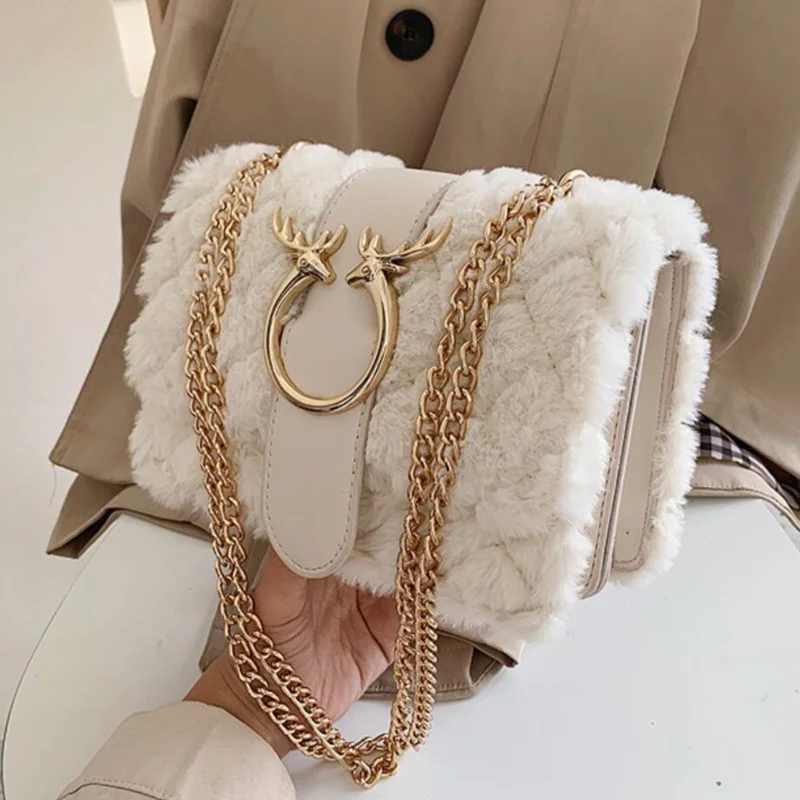 Female Winter Soft Plush Fur Designer Handbag Deer Lock Chain Shoulder Bag sMessenger Bags For Luxury Women Bolsa
Female Winter Soft Plush Fur Designer Handbag Deer Lock Chain Shoulder Bag sMessenger Bags For Luxury Women Bolsa