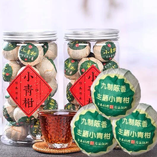 Green Organic Xinhui -Xiaoqinggan Puer -Tea 250g/box Little Green Mandarin Pu Er Tea Chen Palace Tangerine Small Citrus 
Green Organic Xinhui -Xiaoqinggan Puer -Tea 250g/box Little Green Mandarin Pu Er Tea Chen Palace Tangerine Small Citrus