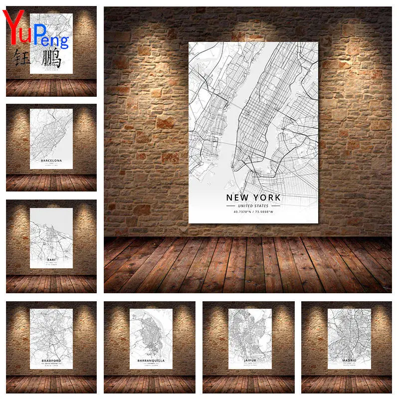 Dublin Paris London New York City Map Black and White Posters Prints Wall Art Canvas Painting for Nordic Living Room Home Decor
Dublin Paris London New York City Map Black and White Posters Prints Wall Art Canvas Painting for Nordic Living Room Home Decor