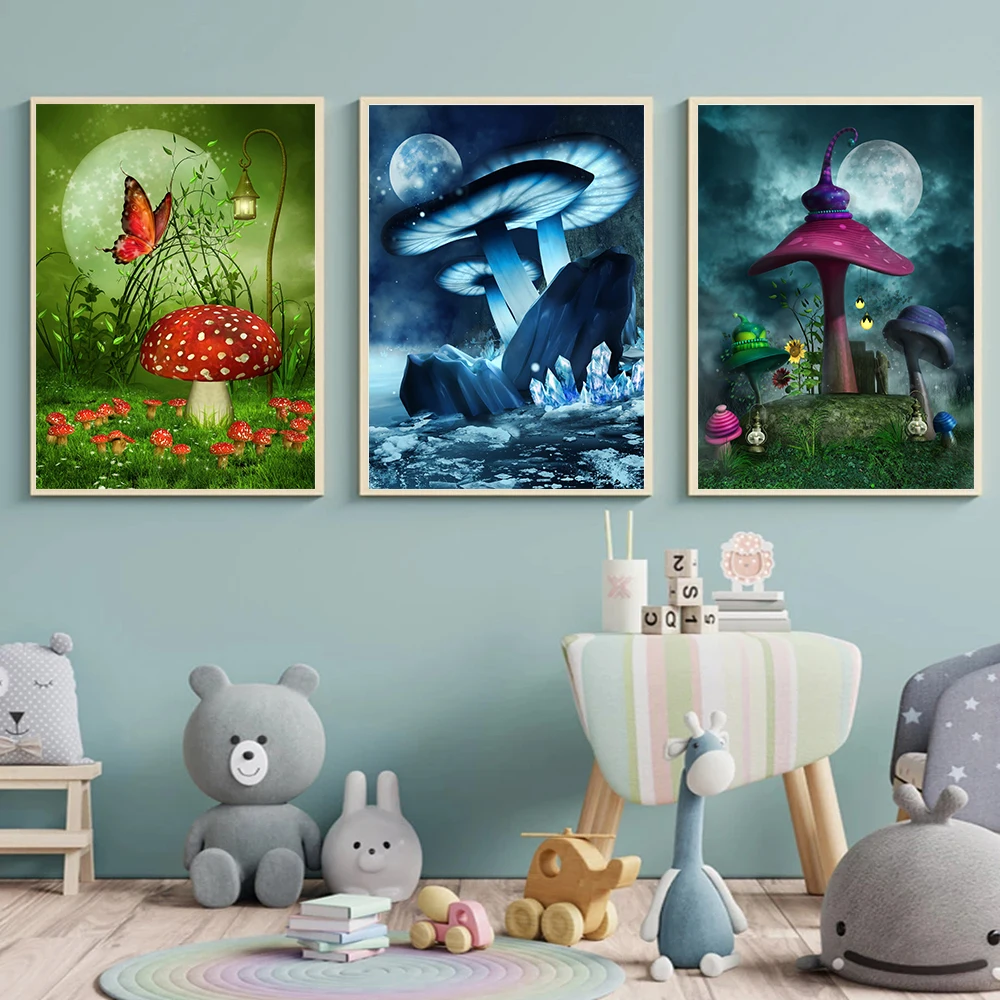 Fantasy Forest Wall Art Canvas Painting Mushroom Wall Posters Picture Home Decor Poster and Print for Living Room
Fantasy Forest Wall Art Canvas Painting Mushroom Wall Posters Picture Home Decor Poster and Print for Living Room