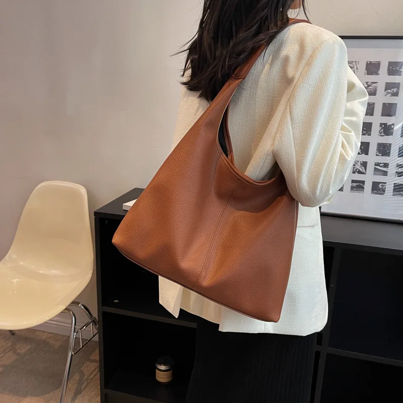

Lichee Pattern Large Capacity Tote Bag Pu Leather Casual Crossbody for Women Composite Luxury Handbags High Quality 2023