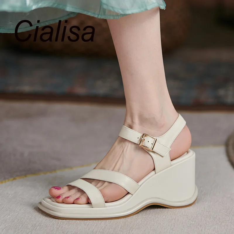 Cialisa 2022 Summer White Genuine Leather Wedges Sandals Square Open Toe Thick Platform Ankle Strap Women Shoes Concise Footwear
Cialisa 2022 Summer White Genuine Leather Wedges Sandals Square Open Toe Thick Platform Ankle Strap Women Shoes Concise Footwear