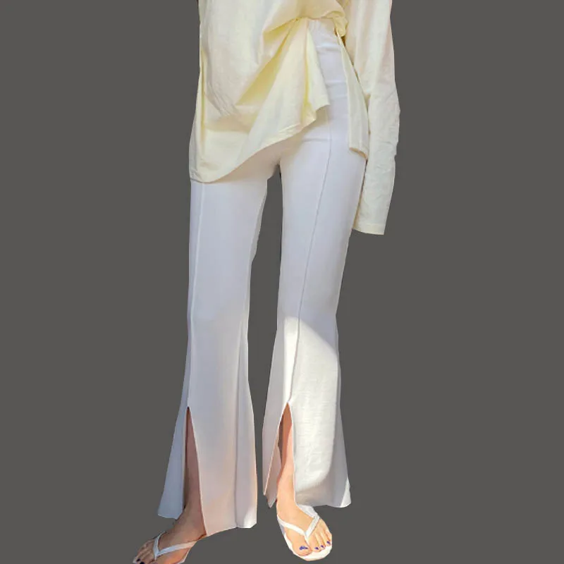 Women Sexy Split Flares Wide Leg Pants Elegant Autumn Summer Female Elastic Waist Casual Trousers new personality drop shipping
Women Sexy Split Flares Wide Leg Pants Elegant Autumn Summer Female Elastic Waist Casual Trousers new personality drop shipping