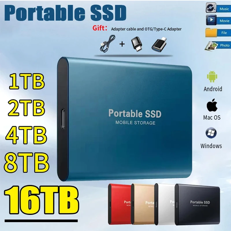 External Hard Drive 2TB USB 3.1 Type-C Mini Portable SSD 1TB Solid State Drive for PC Mac Desktop MacBook
External Hard Drive 2TB USB 3.1 Type-C Mini Portable SSD 1TB Solid State Drive for PC Mac Desktop MacBook