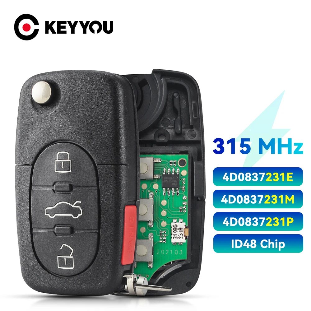 KEYYOU дистанционный ключ-брелок от машины 3 + 1 4 кнопки 315 МГц ID48 чип для Audi A4 A6 A8 S4 S6 S8 TT 1997-2005 4D0837231 M E P
KEYYOU дистанционный ключ-брелок от машины 3 + 1 4 кнопки 315 МГц ID48 чип для Audi A4 A6 A8 S4 S6 S8 TT 1997-2005 4D0837231 M E P