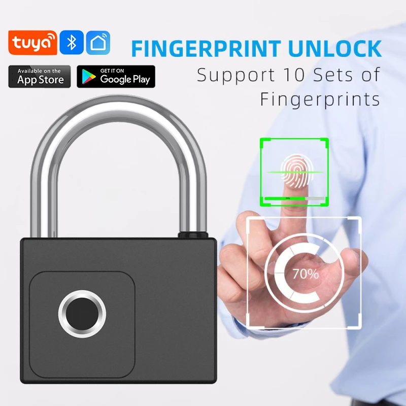 Smart Tuya Fingerprint Padlock Bluetooth Waterproof USB Rechargeable Backup Key Anti-theft Cabinet Door Pad Lock For Home Office
Smart Tuya Fingerprint Padlock Bluetooth Waterproof USB Rechargeable Backup Key Anti-theft Cabinet Door Pad Lock For Home Office