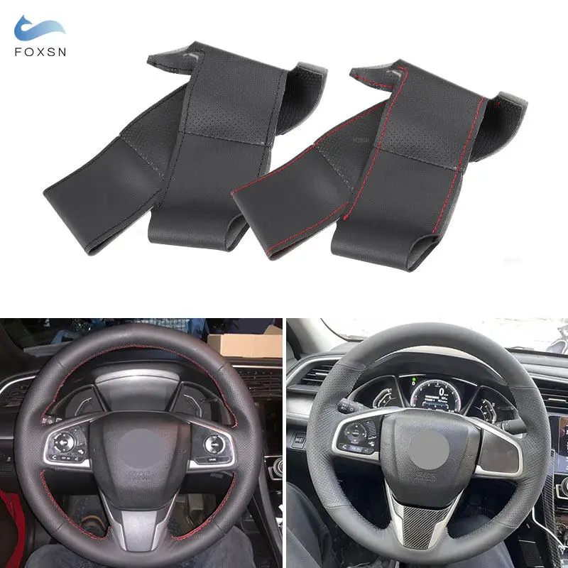 

Hand Braid Car-styling Steering Wheel Cover Leather Trim For Honda Civic 10th 2016-2019 CRV CR-V 2017-2019 Clarity 2016-2018