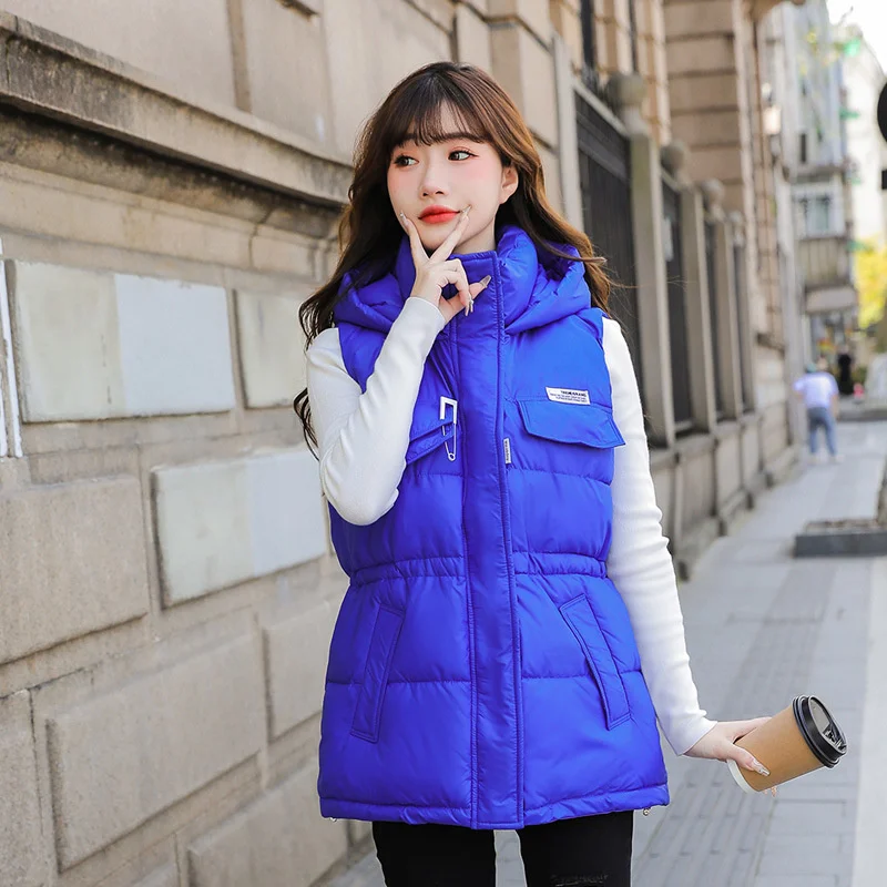 Autumn Winter Cotton Padded Vests Women Sleeveless Parkas Thicken Hooded Tank Tops Students Drawstr Warm Waistcoat
Autumn Winter Cotton Padded Vests Women Sleeveless Parkas Thicken Hooded Tank Tops Students Drawstr Warm Waistcoat