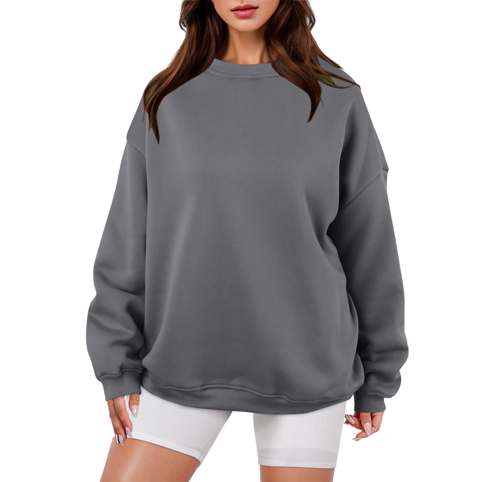 Свитшот женский оверсайз с круглым вырезом, флисовый пуловер свободного кроя с длинным рукавом, свитшот, повседневная одежда, осень-зима 2023
Свитшот женский оверсайз с круглым вырезом, флисовый пуловер свободного кроя с длинным рукавом, свитшот, повседневная одежда, осень-зима 2023